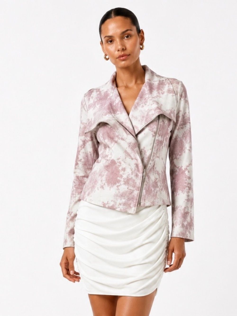 BAGATELLE Pink Tie-Dye Moto Jacket Size XS